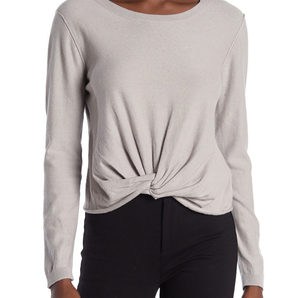 Splendid Gray Twist Front Long Sleeve Sweater